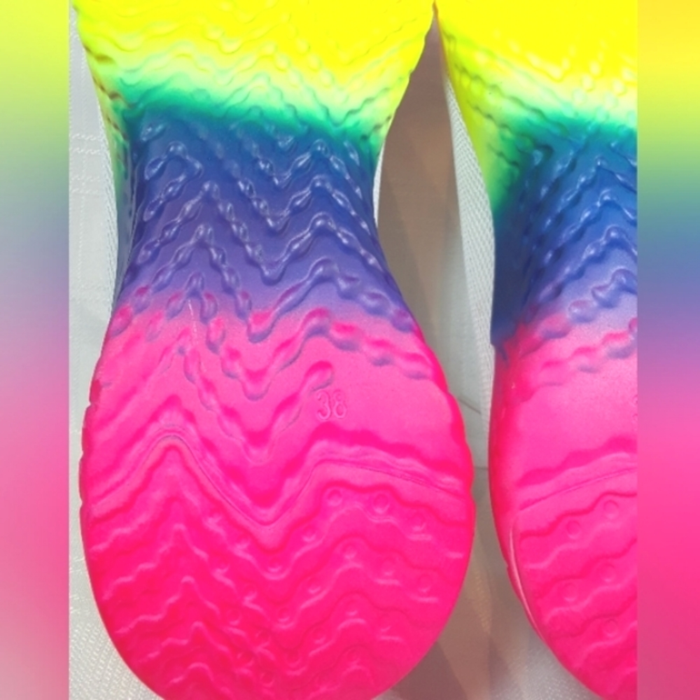 SHOES Women Sneakers Rainbow White Lightweight Casual Shoes Size 7 - Picture 9 of 13